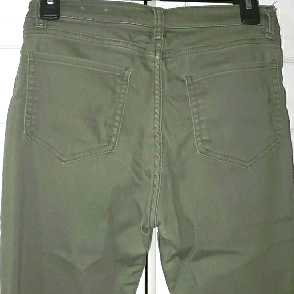 Olive Green Stretchy Straight Leg Jeans - Picture 5 of 7